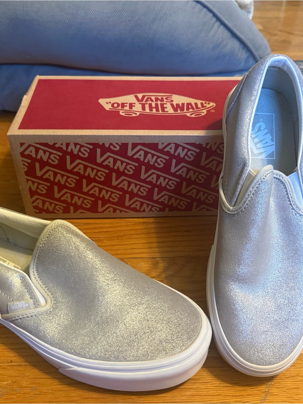 Vans Kids Slip-On Sneakers in Silver